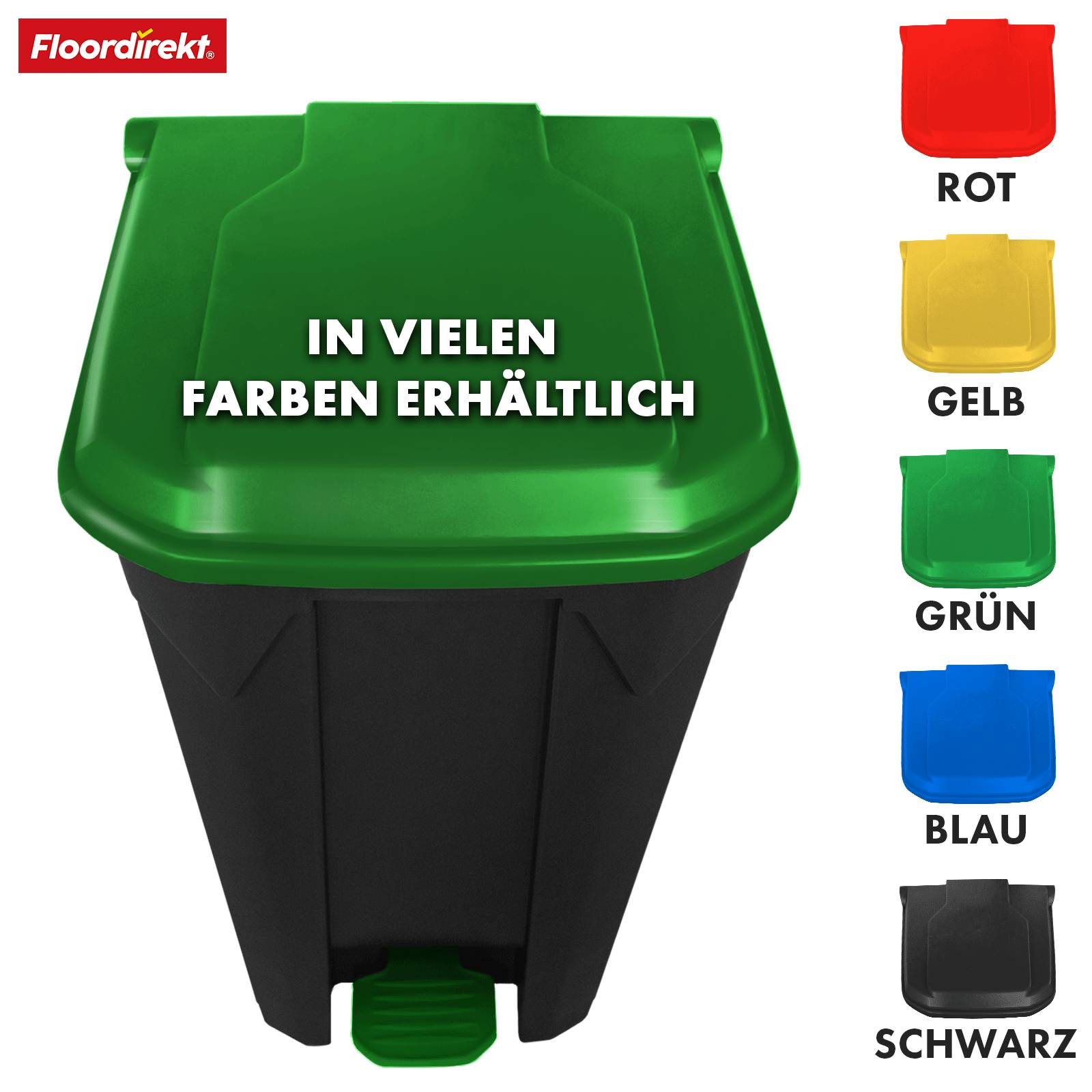 Floordirekt Mülleimer Olaf - Robuster Step-On Abfalleimer - 50 Liter - Grün - Für Haushalt, Büro & Gewerbe-1