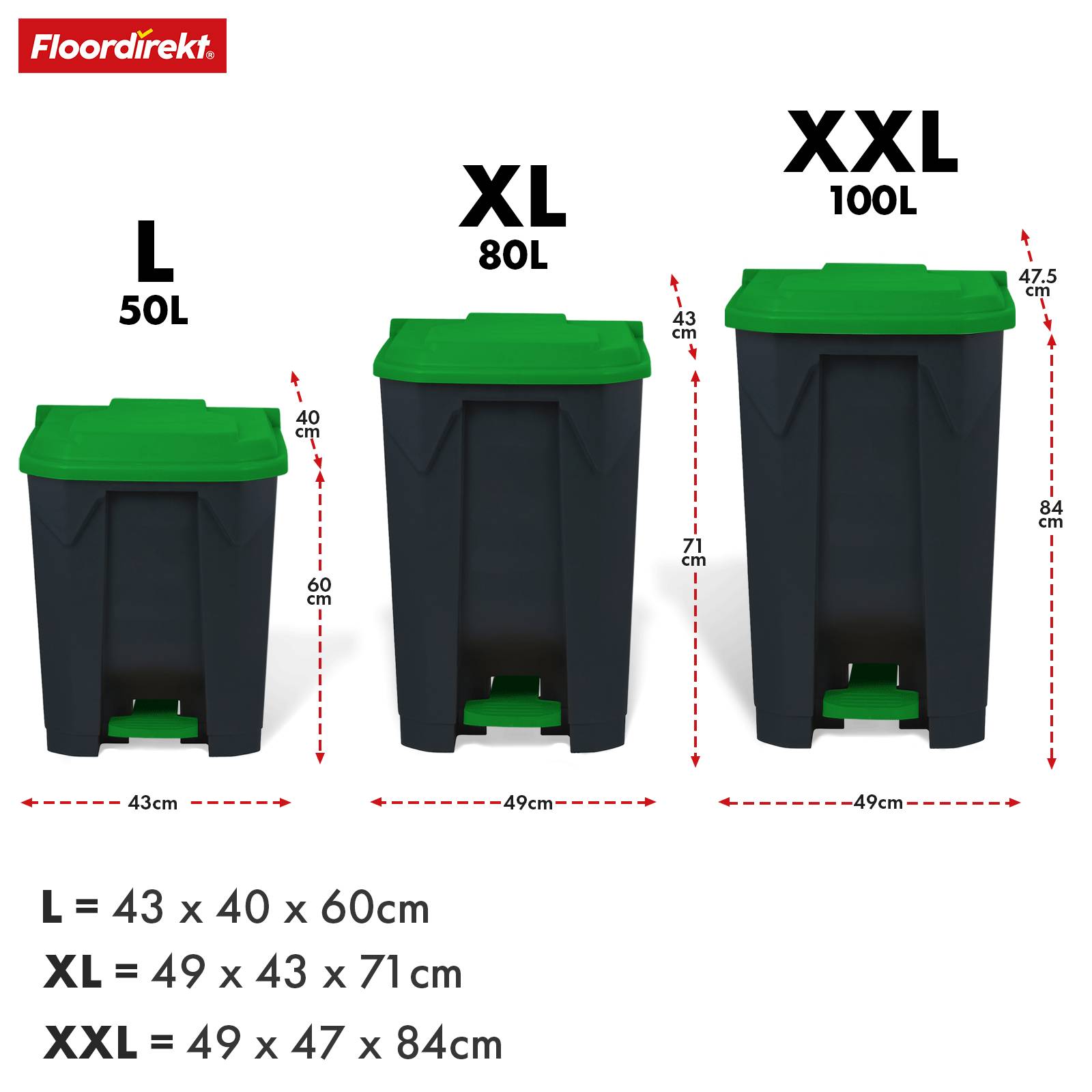 Floordirekt Mülleimer Olaf - Robuster Step-On Abfalleimer - 50 Liter - Grün - Für Haushalt, Büro & Gewerbe-2