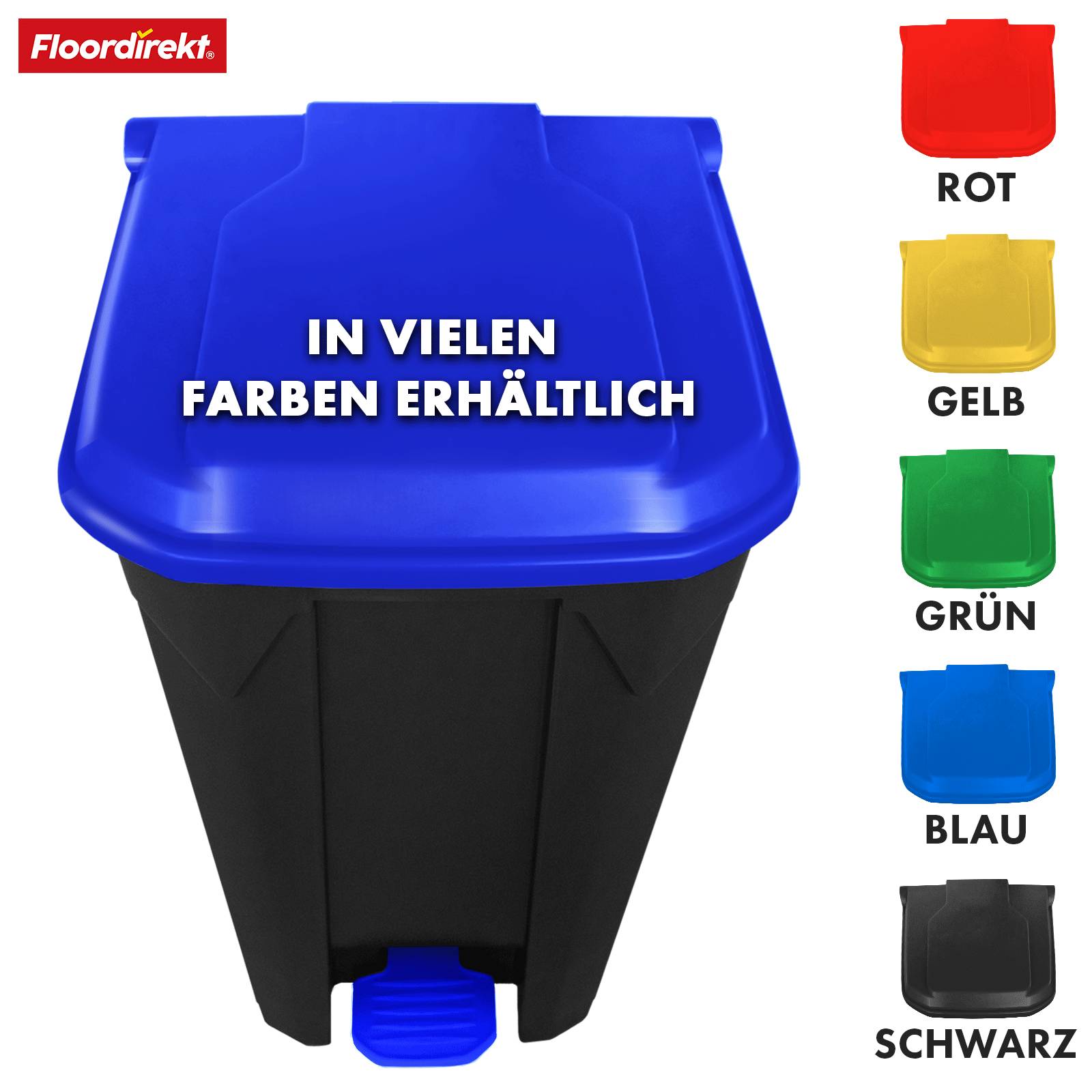 Floordirekt Mülleimer Olaf - Robuster Step-On Abfalleimer - 50 Liter - Blau - Für Haushalt, Büro & Gewerbe-1