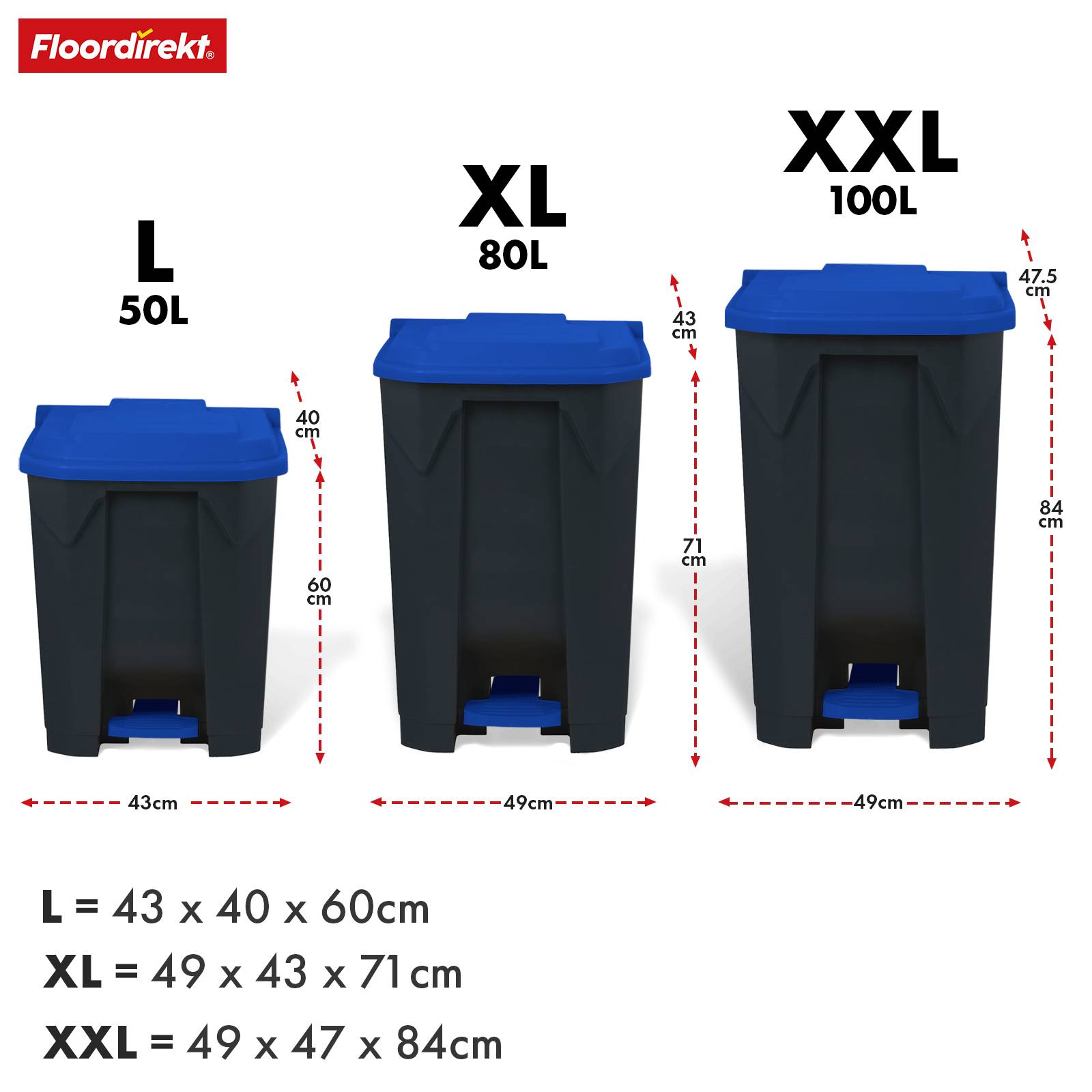 Floordirekt Mülleimer Olaf - Robuster Step-On Abfalleimer - 50 Liter - Blau - Für Haushalt, Büro & Gewerbe-2
