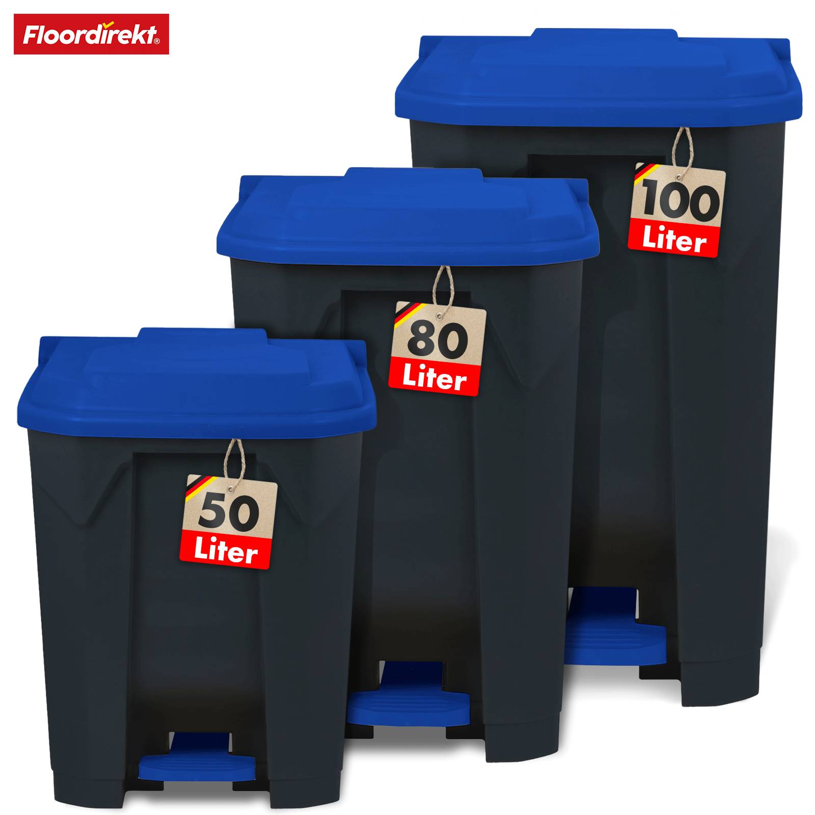 Floordirekt Mülleimer Olaf - Robuster Step-On Abfalleimer - 50 Liter - Blau - Für Haushalt, Büro & Gewerbe-3