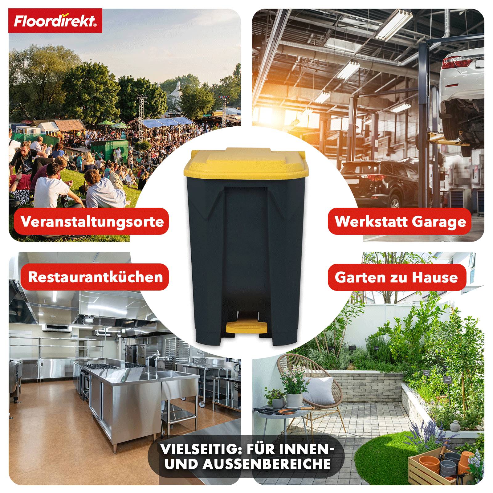 Floordirekt Mülleimer Olaf - Robuster Step-On Abfalleimer - 50 Liter - Gelb - Für Haushalt, Büro & Gewerbe-6