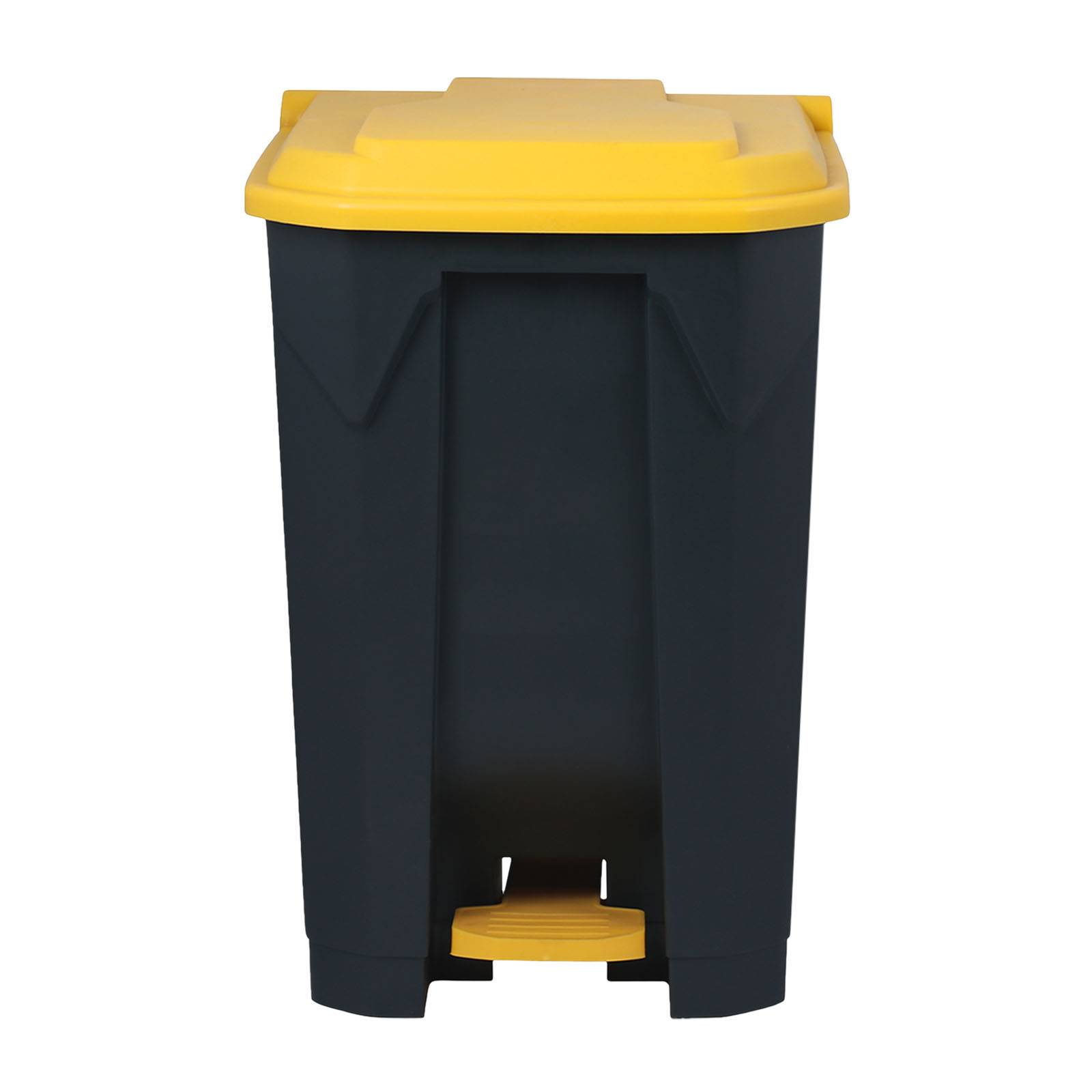 Floordirekt Mülleimer Olaf - Robuster Step-On Abfalleimer - 80 Liter - Gelb - Für Haushalt, Büro & Gewerbe