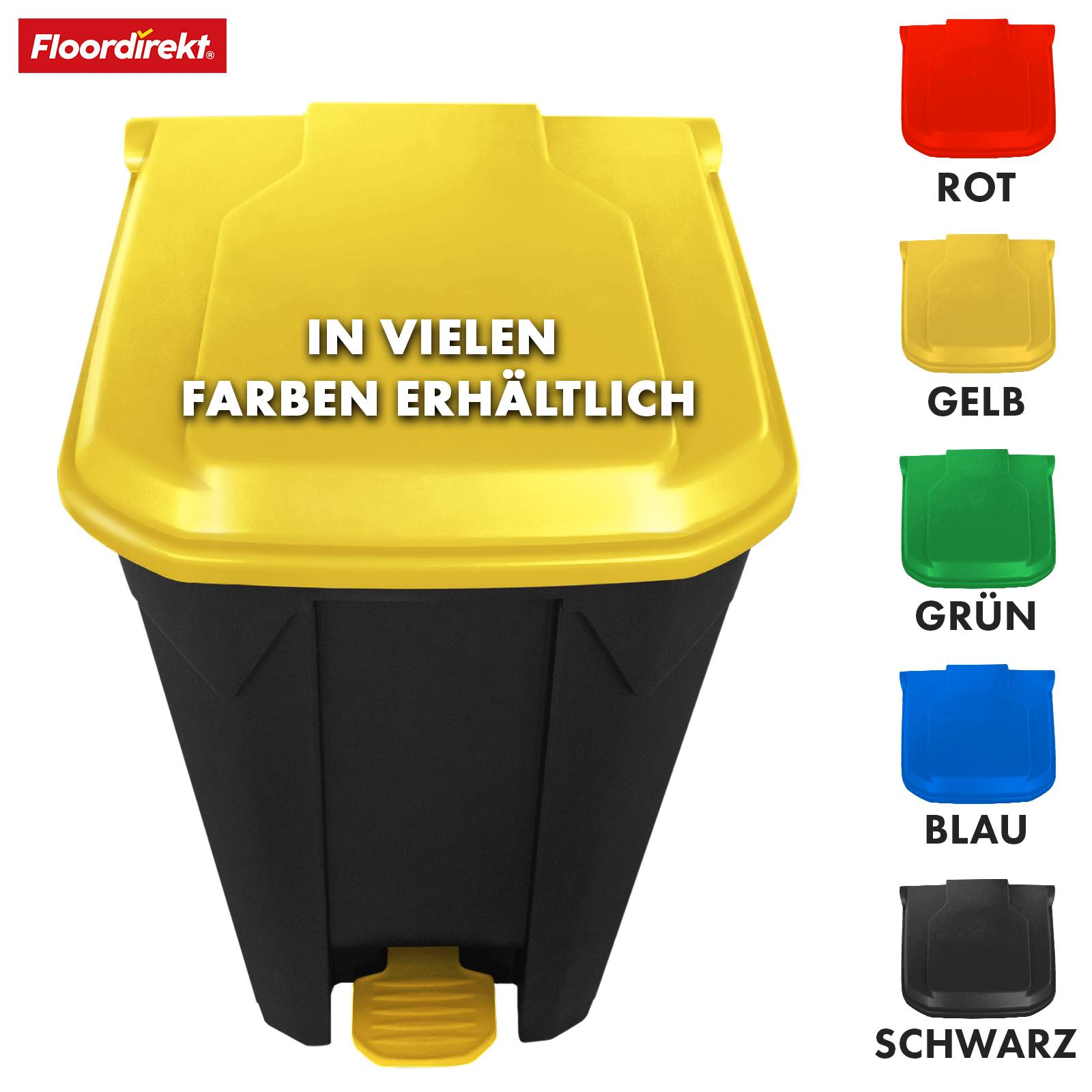 Floordirekt Mülleimer Olaf - Robuster Step-On Abfalleimer - 50 Liter - Gelb - Für Haushalt, Büro & Gewerbe-1