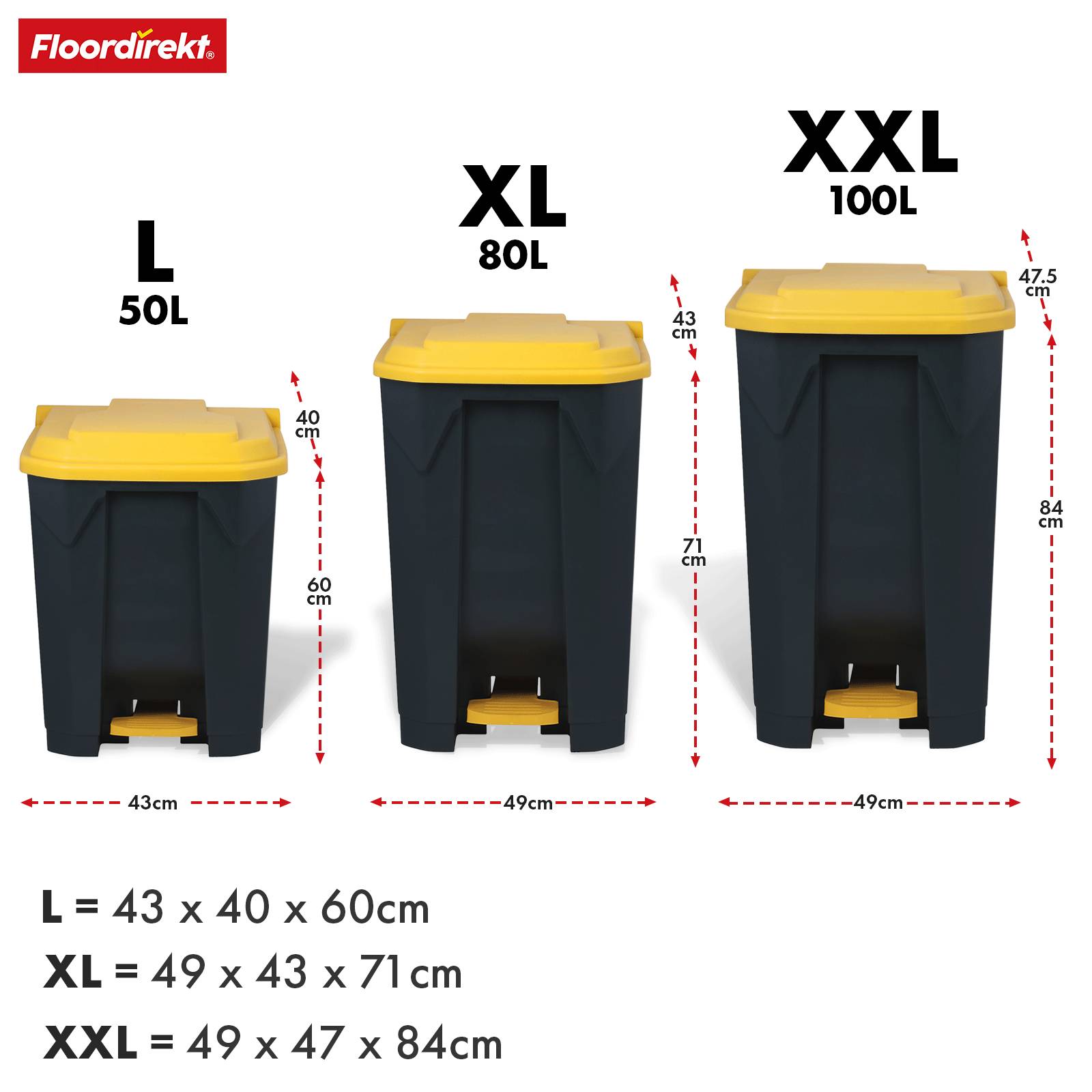 Floordirekt Mülleimer Olaf - Robuster Step-On Abfalleimer - 50 Liter - Gelb - Für Haushalt, Büro & Gewerbe-2