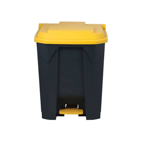 Floordirekt Mülleimer Olaf - Robuster Step-On Abfalleimer - 50 Liter - Gelb - Für Haushalt, Büro & Gewerbe