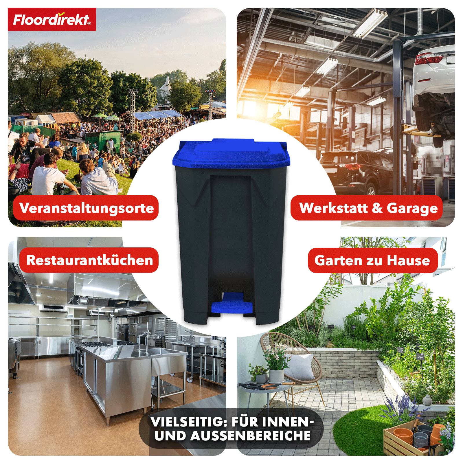 Floordirekt Mülleimer Olaf - Robuster Step-On Abfalleimer - 50 Liter - Blau - Für Haushalt, Büro & Gewerbe-6