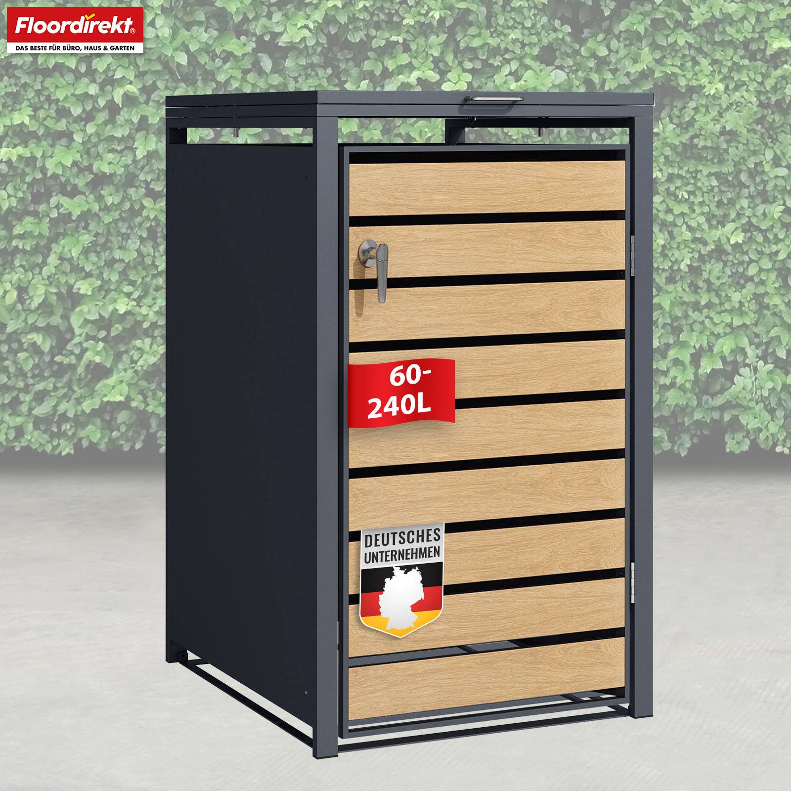 Floordirekt Mülltonnenbox Johan - für 1 Tonne - Mülltonnenverkleidung - für 60-240 L Mülltonnen geeignet-1