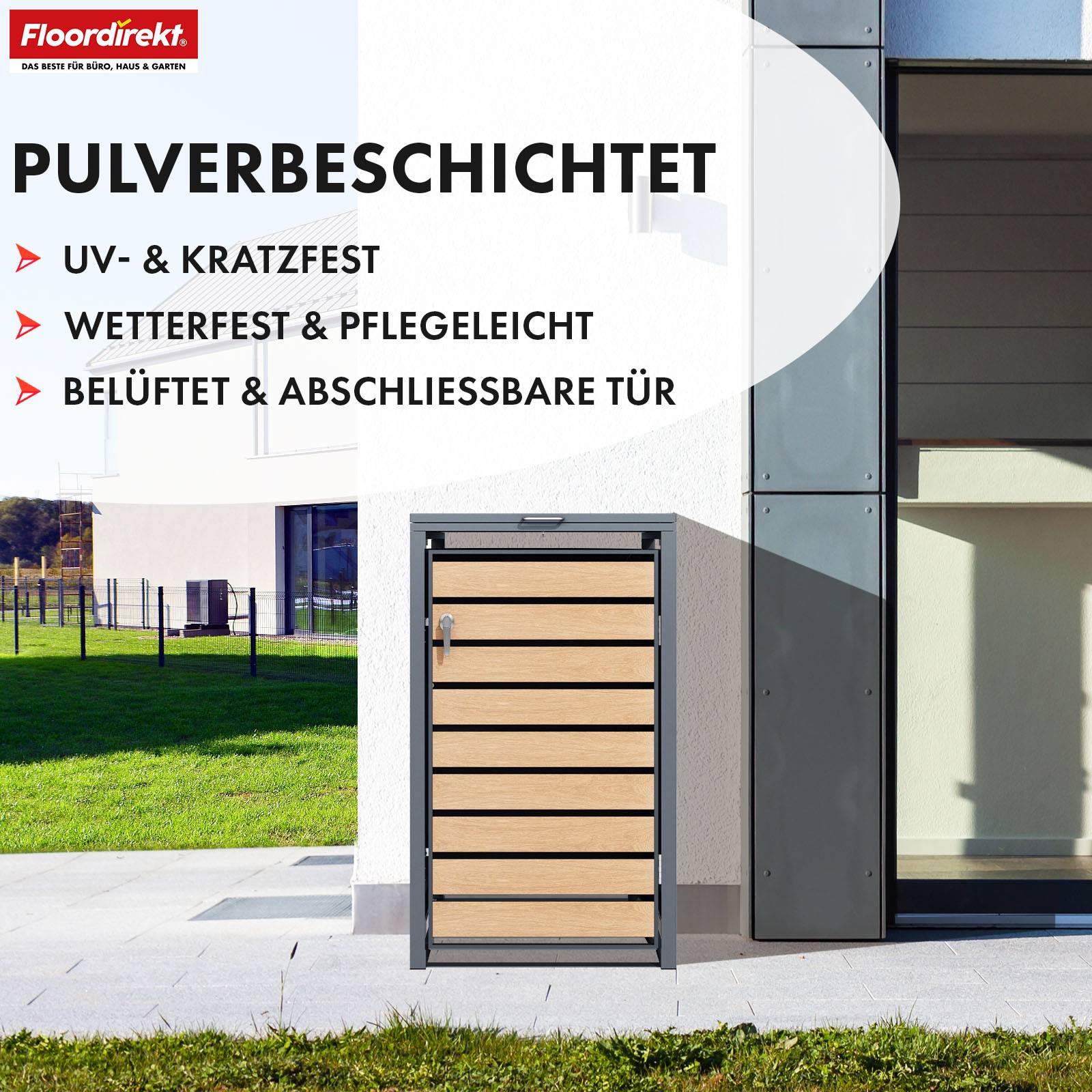 Floordirekt Mülltonnenbox Johan - für 1 Tonne - Mülltonnenverkleidung - für 60-240 L Mülltonnen geeignet-3