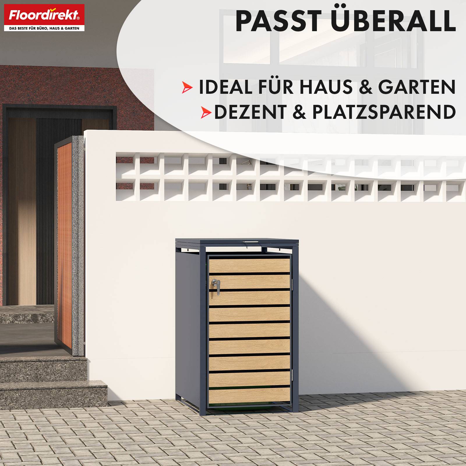 Symbolbild für Floordirekt Mülltonnenbox Johan - für 1 Tonne - Mülltonnenverkleidung - für 60-240 L Mülltonnen geeignet