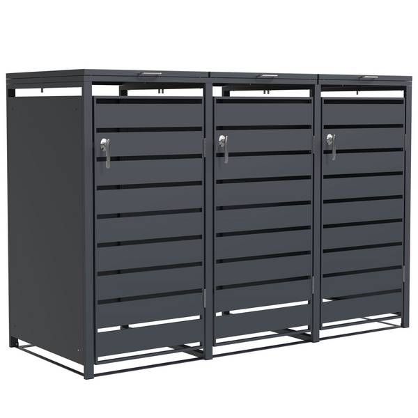Floordirekt Mülltonnenbox Magnus - für 3 Tonnen - Mülltonnenverkleidung - für 60-240 L Mülltonnen geeignet