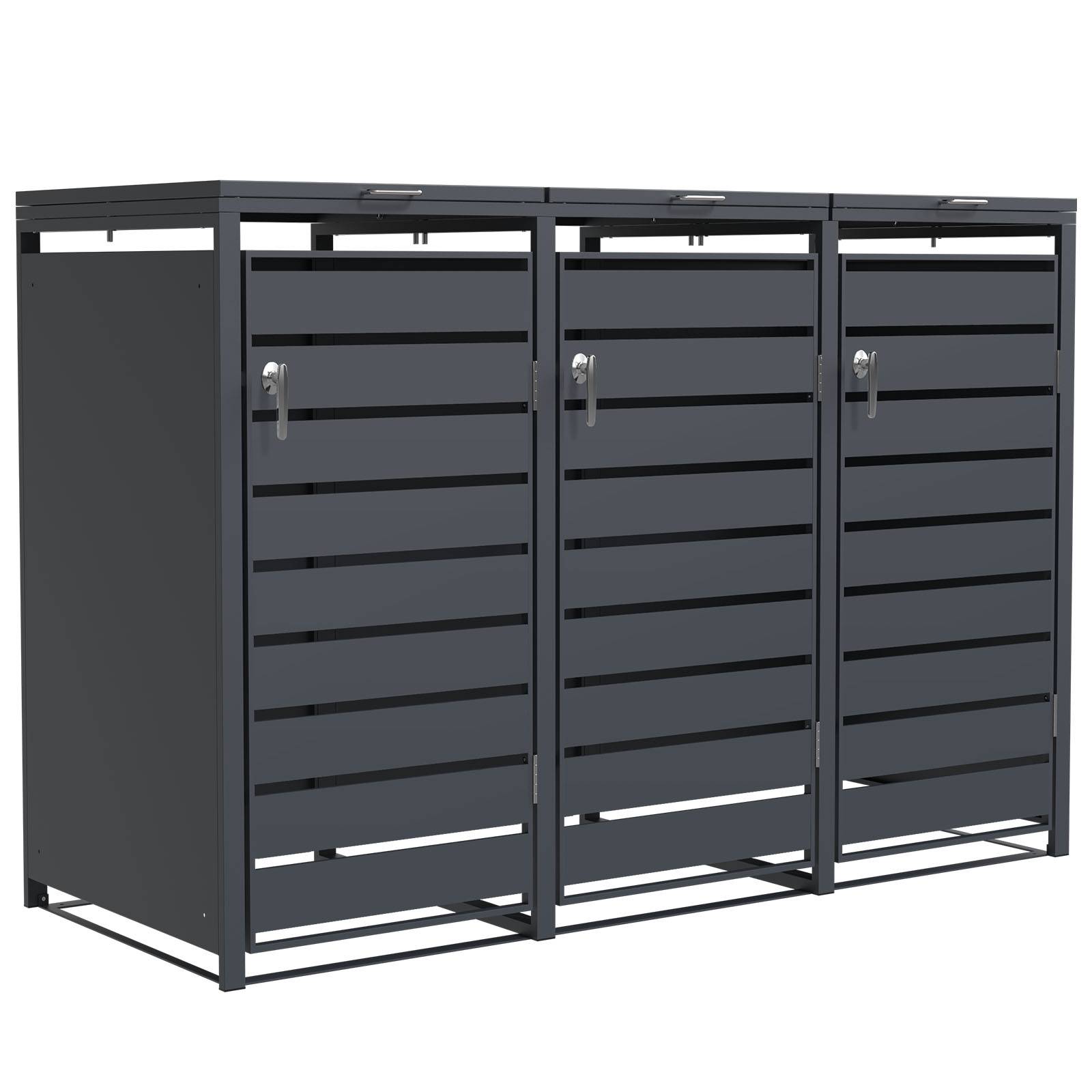 Floordirekt Mülltonnenbox Magnus - für 3 Tonnen - Mülltonnenverkleidung - für 60-240 L Mülltonnen geeignet-0