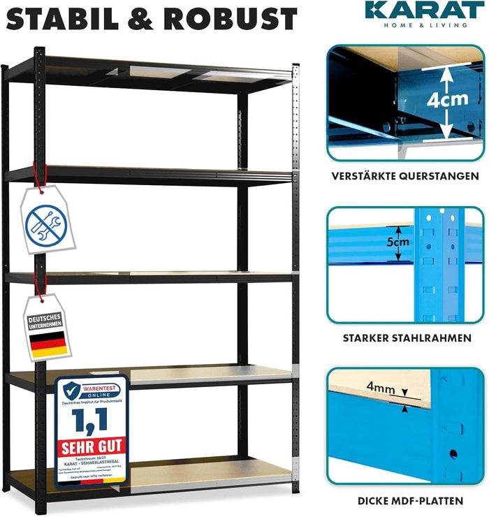 FLOORDIREKT Schwerlastregal -Traglast bis 1250 kg - Individuell einsetzbar - Schwarz - 180 x 90 x 40 cm-3