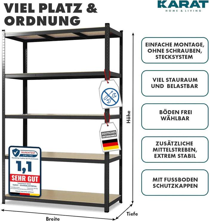 FLOORDIREKT Schwerlastregal -Traglast bis 1250 kg - Individuell einsetzbar - Schwarz - 180 x 90 x 40 cm-4