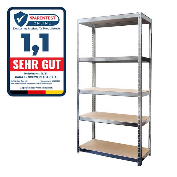 FLOORDIREKT Schwerlastregal - Bis 1325 kg Traglast - Individuell einsetzbar - Verzinkt - 150 x 70 x 30 cm