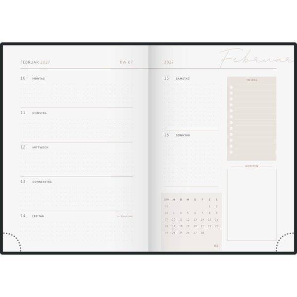 Wochenkalender Young Line 1 Woche/2 Seiten Textil-Einband Feather 2027-1