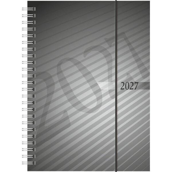 Buchkalender futura 2 A5 1 Woche/2 Seiten PP anthrazit Kalendarium 2027-0
