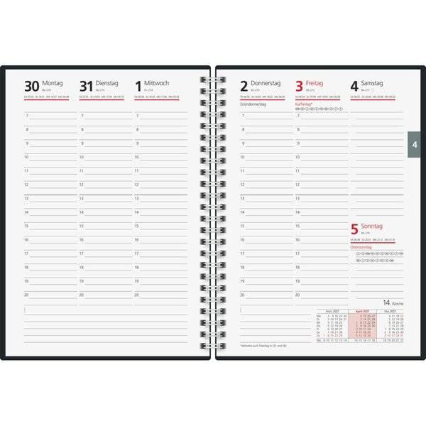 Buchkalender futura 2 A5 1 Woche/2 Seiten PP anthrazit Kalendarium 2027-1