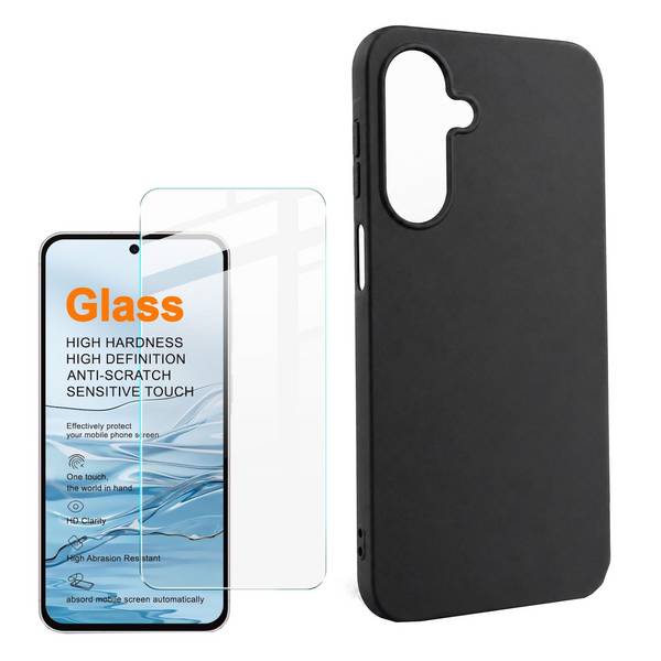 Handy Hülle + 9H Schutzglas für Samsung Galaxy A27 5G TPU Set Cover Bundle Schwarz