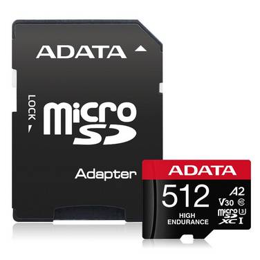 ADATA High Endurance 512 GB MicroSDXC Klasse 10 UHS-I 100 MB/s 85 Class V30 A2