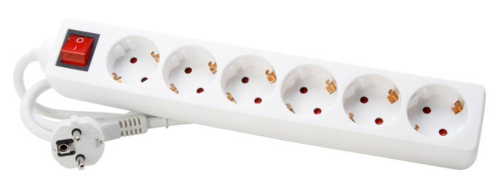 Steckdosenleisten Steckdosenleiste 6 x Schutzkontakt ohne, Schalter, weiß - 1 VPE = 10 Stï¿½ck /-0