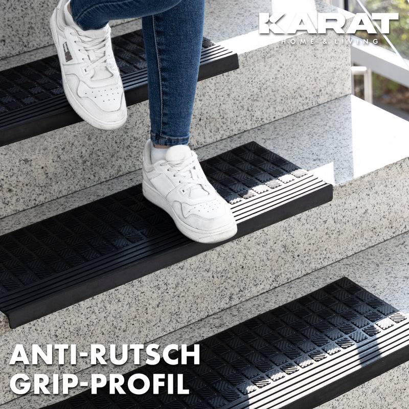 Symbolbild für Floordirekt Gummi-Stufenmatte Diamond - 25 x 65 cm - 1 Stufenmatte - für Außenbereiche - Geriffelte Antirutschmatte