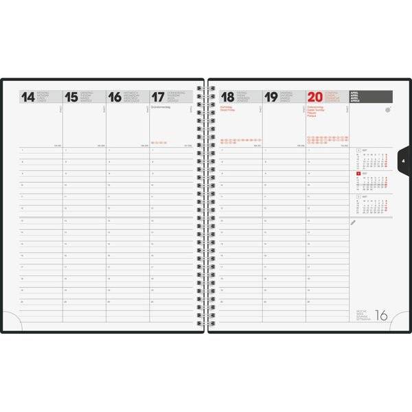 Buchkalender Manager Wt7 weektimer 21x26cm 1 Woche/2 Seiten Kunststoff schwarz 2027-1
