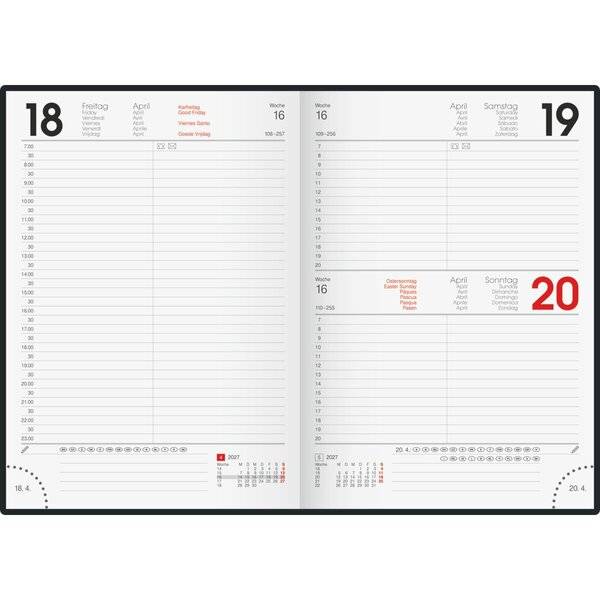 Buchkalender 795 A5 1 Tag/Seite Balacron-Einband grau 2027-1
