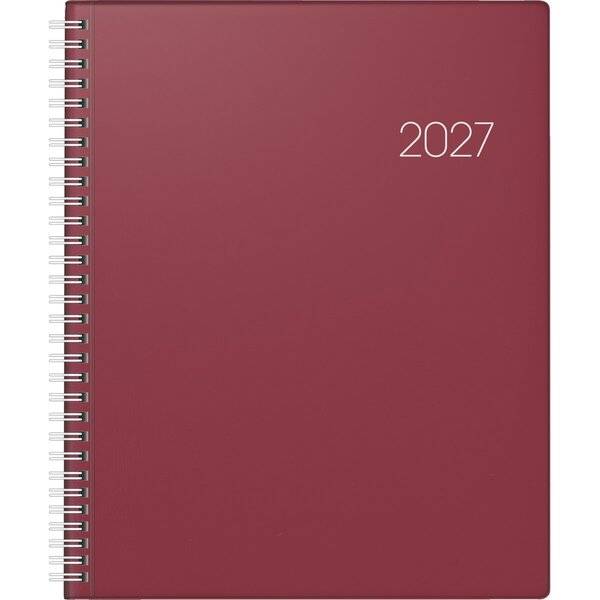 Buchkalender Manager Wt7 weektimer 21x26cm 1 Woche/2 Seiten Kunststoff weinrot 2027-0