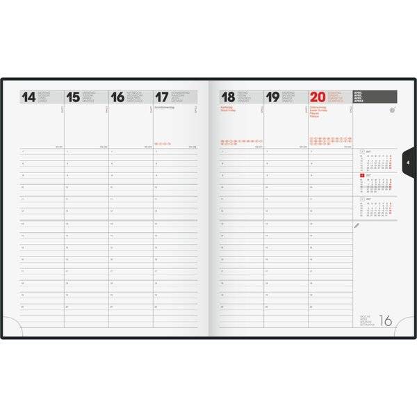 Buchkalender Manager Wt 7 21x26cm 1 Woche/2 Seiten Kunstleder-Einband braun 2027-1