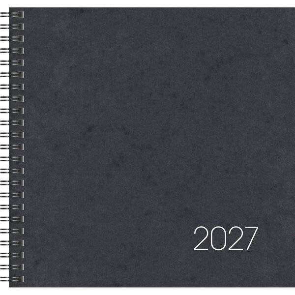 Quadratkalender 766 21x20,5cm 1 Woche/2 Seiten Karton-Einband schwarz 2027-0