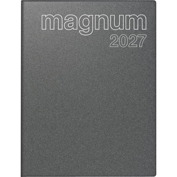 Buchkalender magnum 18,3x24cm 1 Woche/2 Seiten Kunststoff grau 2027