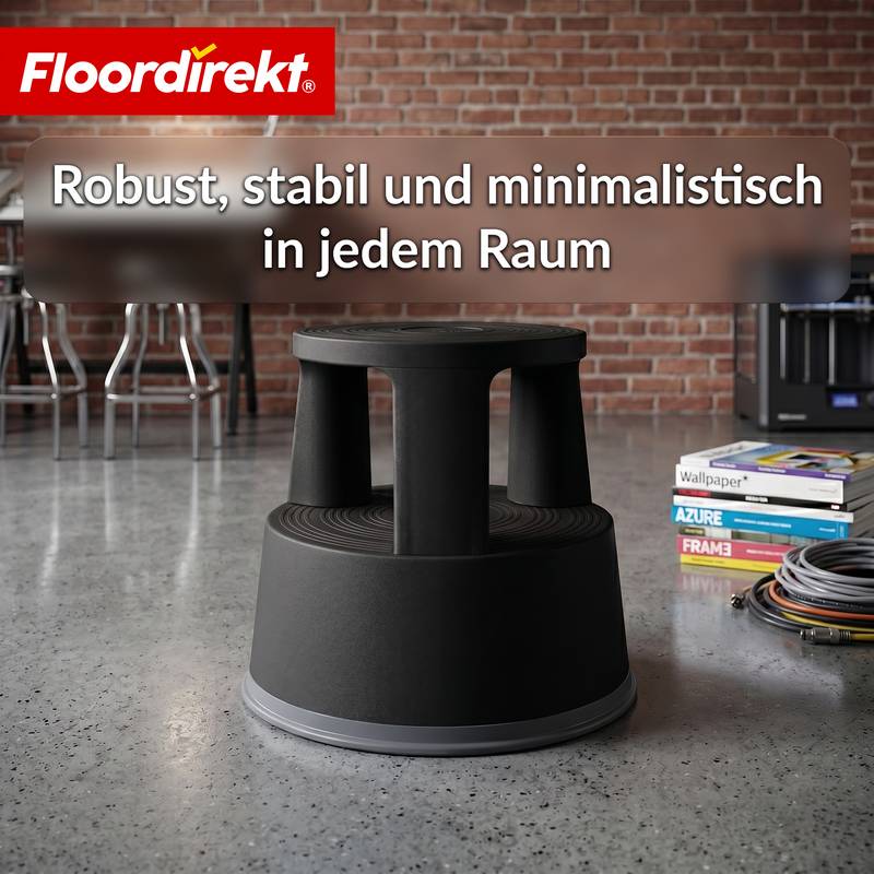 Floordirekt Rollhocker aus Kunststoff - Elefantenfuß - Schwarz - Tritthocker mit Rollen - Rutschfest & TÜV geprüft-6