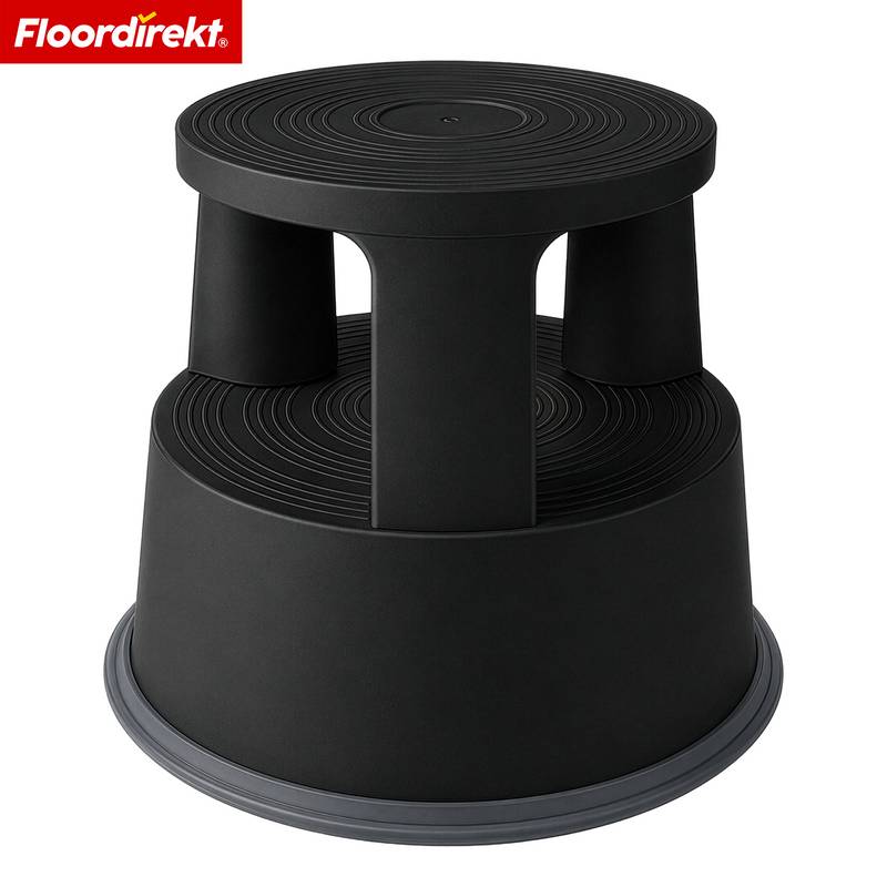 Floordirekt Rollhocker aus Kunststoff - Elefantenfuß - Schwarz - Tritthocker mit Rollen - Rutschfest & TÜV geprüft-0