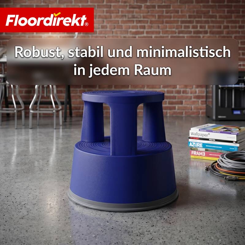 Floordirekt Rollhocker aus Kunststoff - Elefantenfuß - Blau - Tritthocker mit Rollen - Rutschfest & TÜV geprüft-6