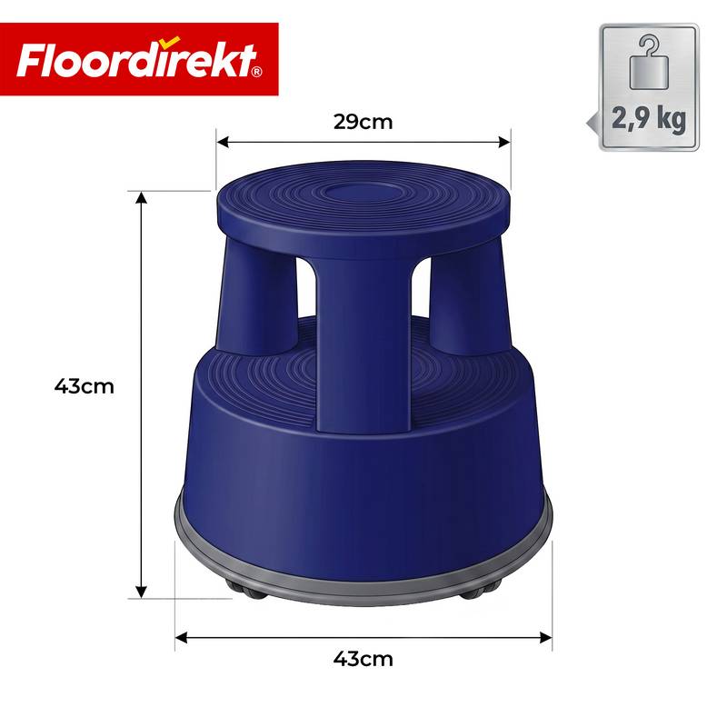 Floordirekt Rollhocker aus Kunststoff - Elefantenfuß - Blau - Tritthocker mit Rollen - Rutschfest & TÜV geprüft-1