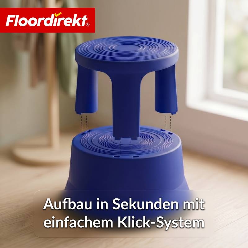 Floordirekt Rollhocker aus Kunststoff - Elefantenfuß - Blau - Tritthocker mit Rollen - Rutschfest & TÜV geprüft-4