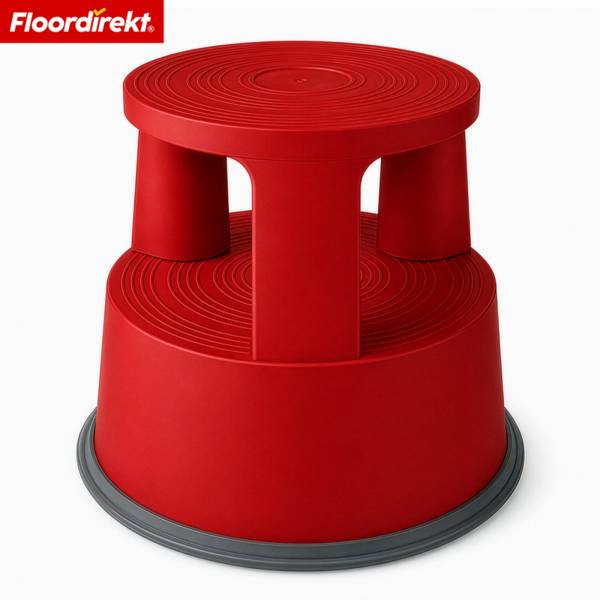Floordirekt Rollhocker aus Kunststoff - Elefantenfuß - Rot - Tritthocker mit Rollen - Rutschfest & TÜV geprüft