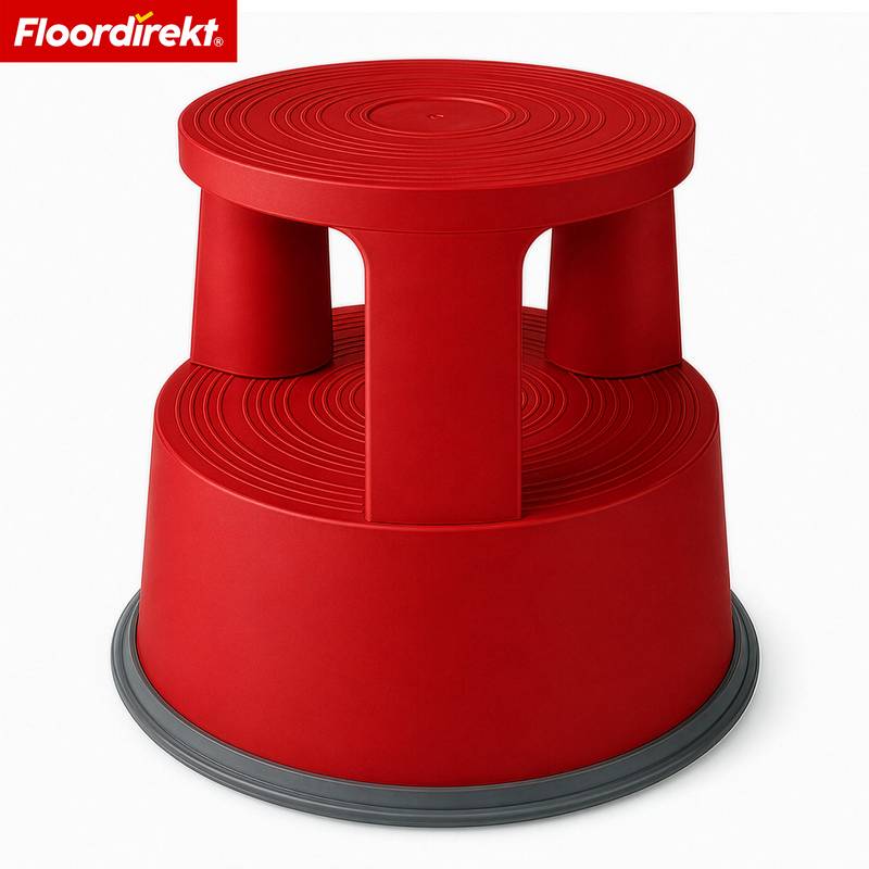 Floordirekt Rollhocker aus Kunststoff - Elefantenfuß - Rot - Tritthocker mit Rollen - Rutschfest & TÜV geprüft-0