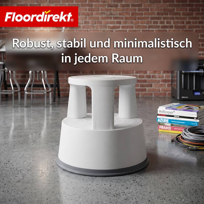 Floordirekt Rollhocker aus Kunststoff - Elefantenfuß - Hellgrau - Tritthocker mit Rollen - Rutschfest & TÜV geprüft-6