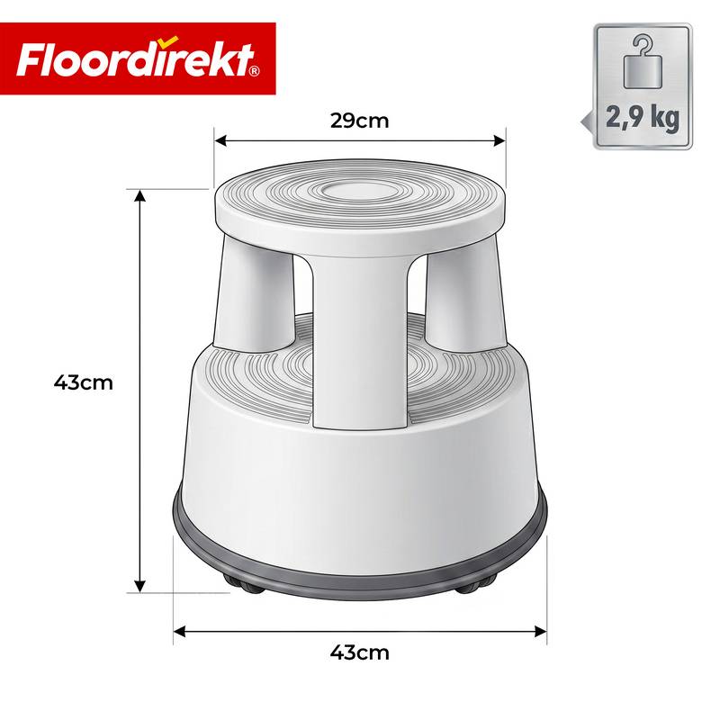 Floordirekt Rollhocker aus Kunststoff - Elefantenfuß - Hellgrau - Tritthocker mit Rollen - Rutschfest & TÜV geprüft-1