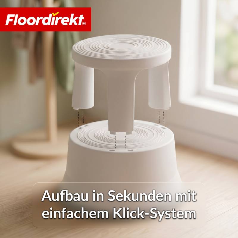Floordirekt Rollhocker aus Kunststoff - Elefantenfuß - Hellgrau - Tritthocker mit Rollen - Rutschfest & TÜV geprüft-4
