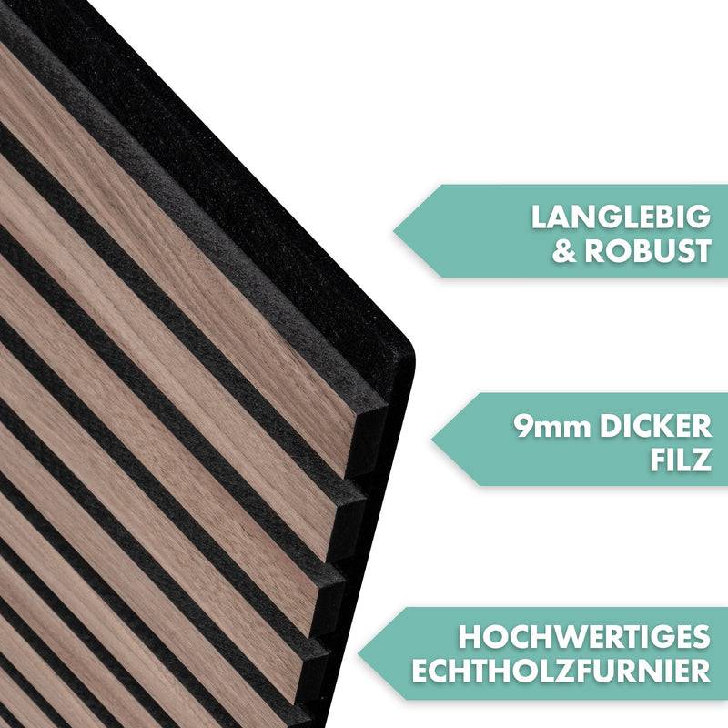 Floordirekt Akustikpaneele in Holzoptik - 275 x 27 cm - Black Walnut - Zeitloses Design - Angenehme Raumakustik-2