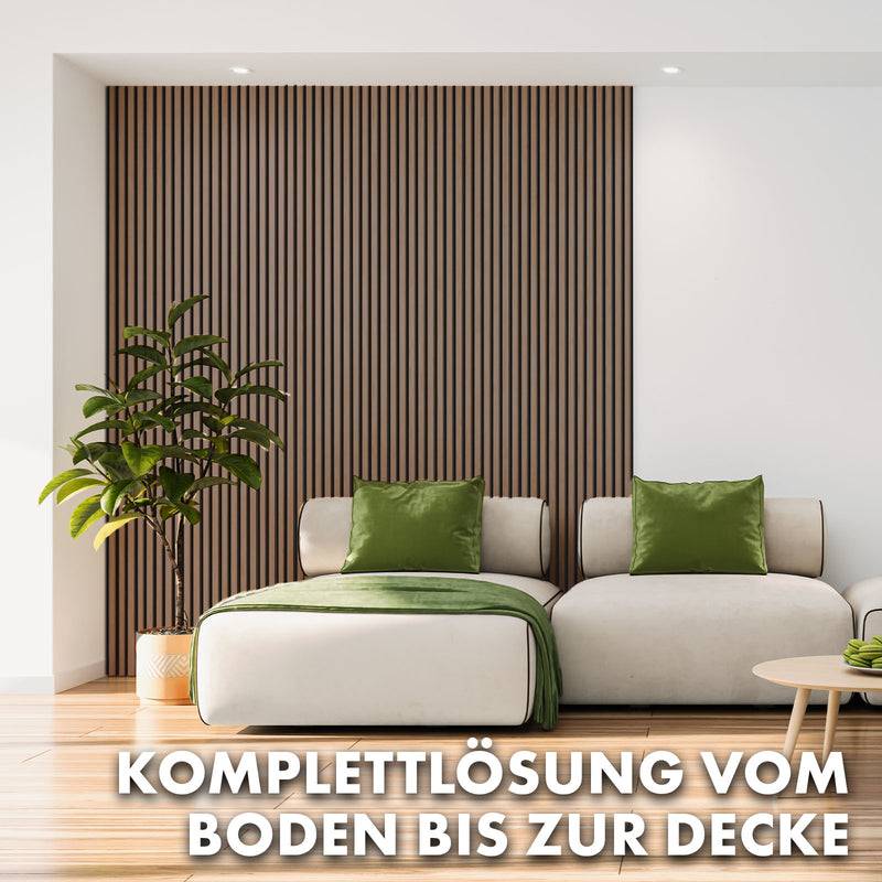 Floordirekt Akustikpaneele in Holzoptik - 275 x 27 cm - Black Walnut - Zeitloses Design - Angenehme Raumakustik-4