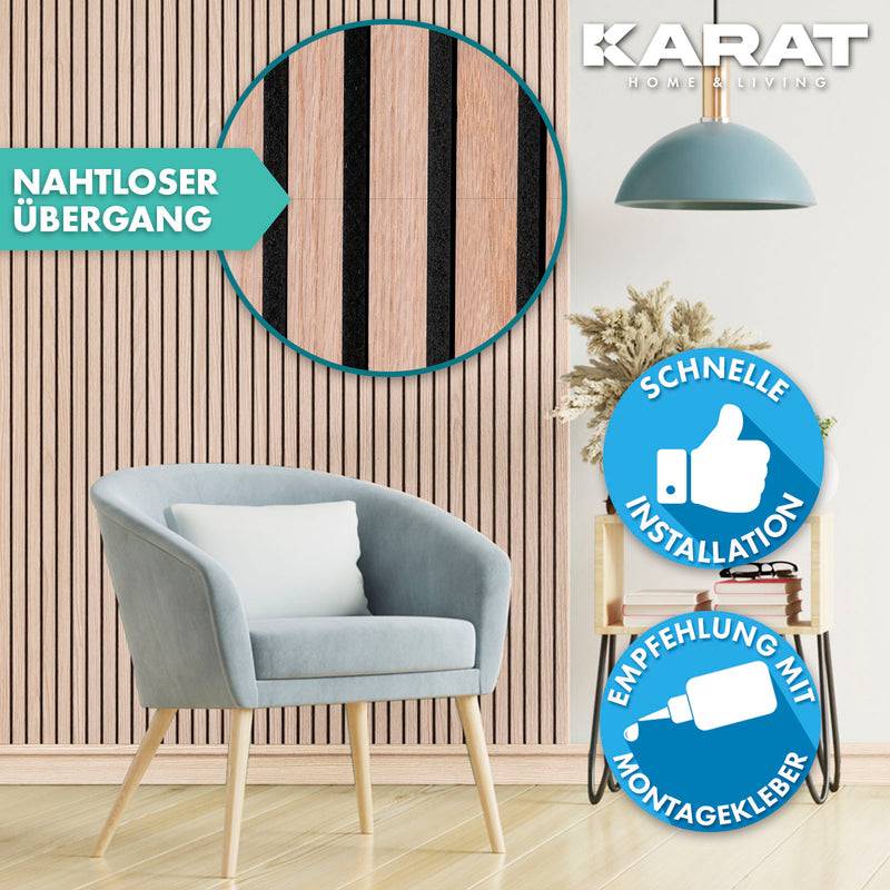 Symbolbild für Floordirekt Akustikpaneele in Holzoptik - 275 x 27 cm - White Oak - Zeitloses Design - Angenehme Raumakustik