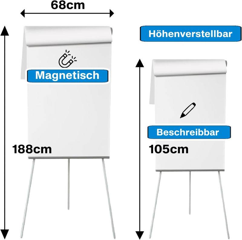 Floordirekt Mobiles Flipchart Coyote - 105 x 68 cm - mit Dreibein-Stativ - Klappbar-4