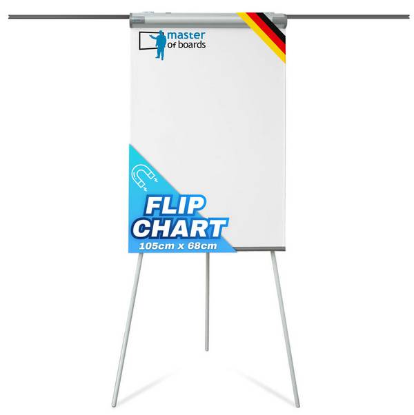 Floordirekt Mobiles Flipchart Coyote PRO - 105 x 68 cm - mit Dreibein-Stativ & 2 Papierhalter - Klappbar
