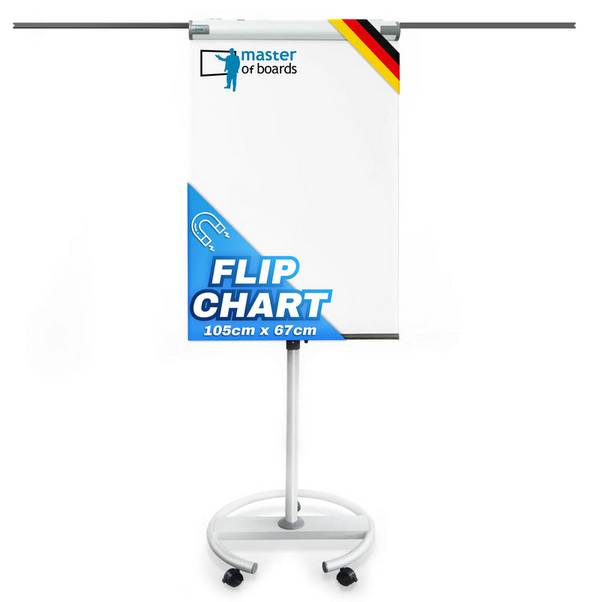 Floordirekt Mobiles Flipchart Shark Premium - 105 x 67 cm - mit Rollenfuß & 2 Papierhalter - Höhenverstellbar