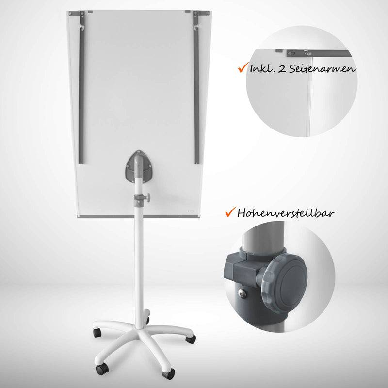 Floordirekt Mobiles Flipchart Piranha - 105 x 67 cm - mit Sternfuß - mit Ablageschale-2