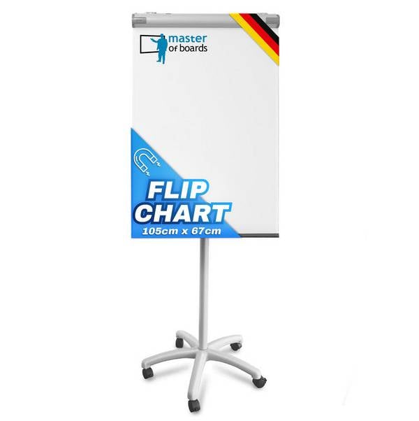 Floordirekt Mobiles Flipchart Piranha - 105 x 67 cm - mit Sternfuß - mit Ablageschale